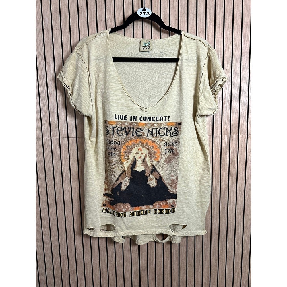 273 Jaded Gypsy Stevie Nicks Concert Tee Distressed V-Neck (L/XL, EUC) - Picture 2 of 5